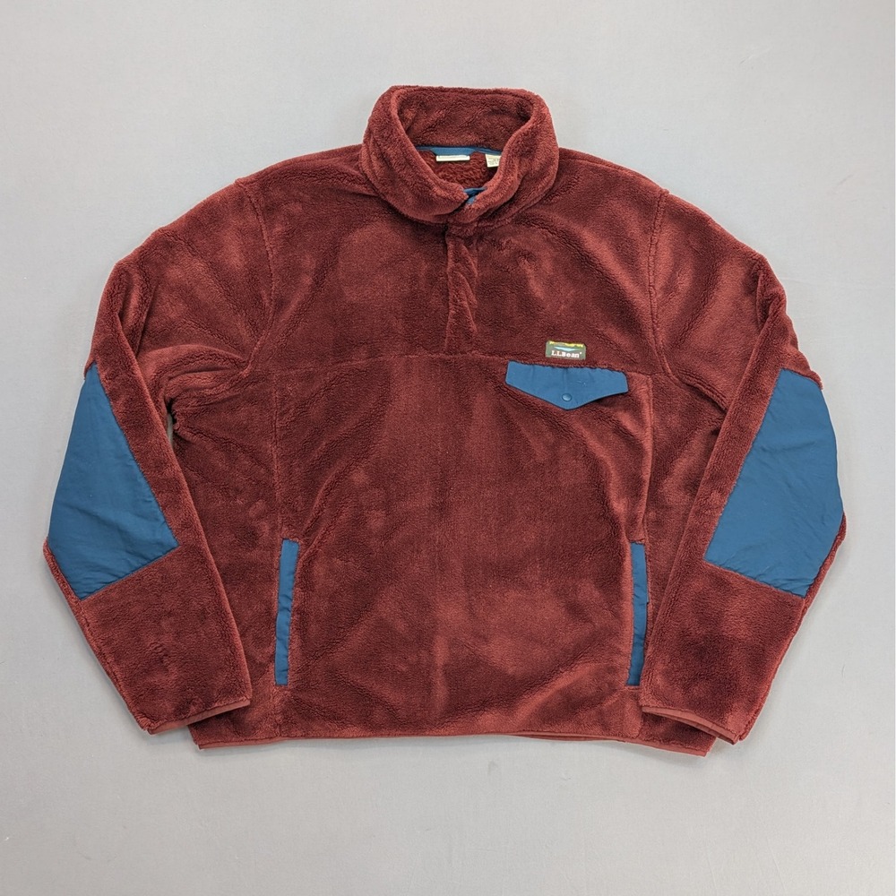 L.L.Bean Rust Fleece Pullover XL Snap Neck Outdoor Jacket